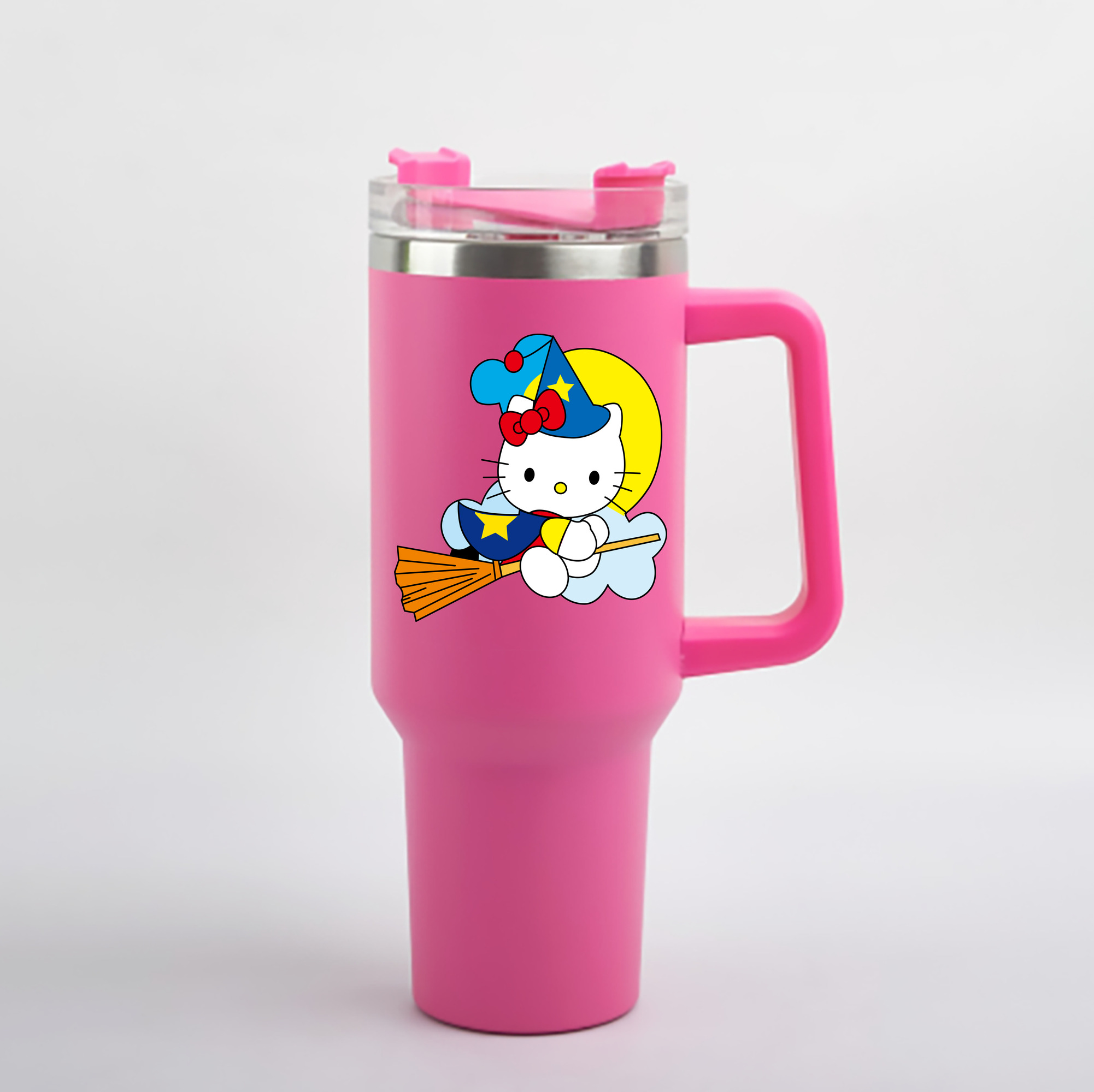 （画像用） Hello Kitty ハローキティ 1200mL車用タンブラー - クリスタルステッカー（プラスチックストロー付き）